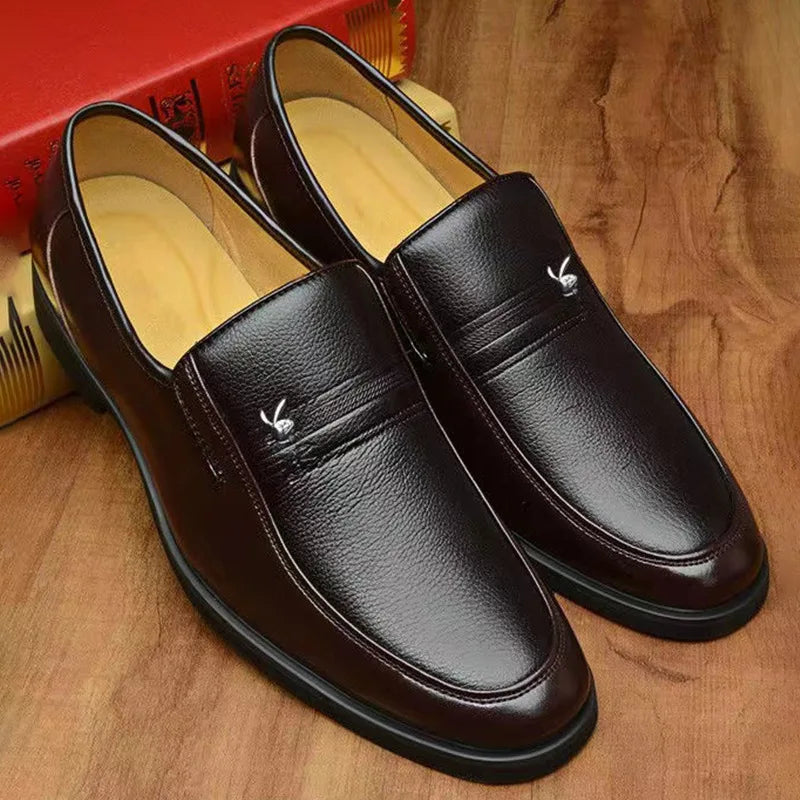 Leather Men  Dress Shoes Luxury Brand 2025 Men's Loafers Formal Moccasins Breathable Slip on Black Driving Shoes Plus Size 38-44
