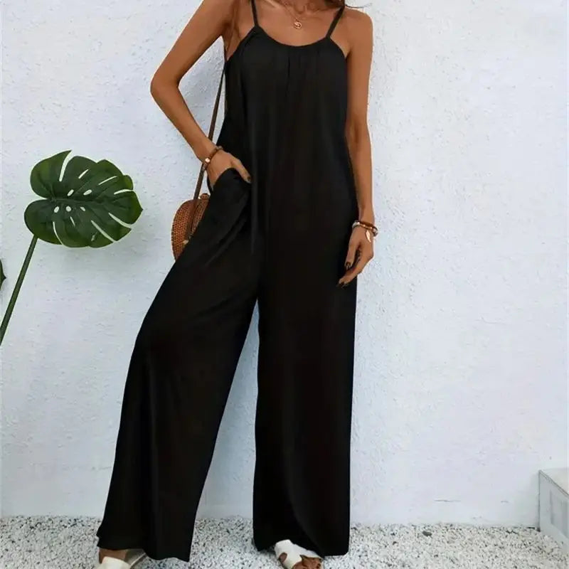 Women Casual Sleeveless Loose Jumpsuit, Digital Printed Suit, Downgraded Color, Spring/summer, 2024