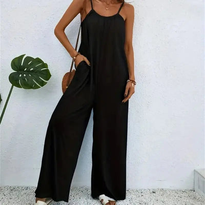 Women Casual Sleeveless Loose Jumpsuit, Digital Printed Suit, Downgraded Color, Spring/summer, 2024