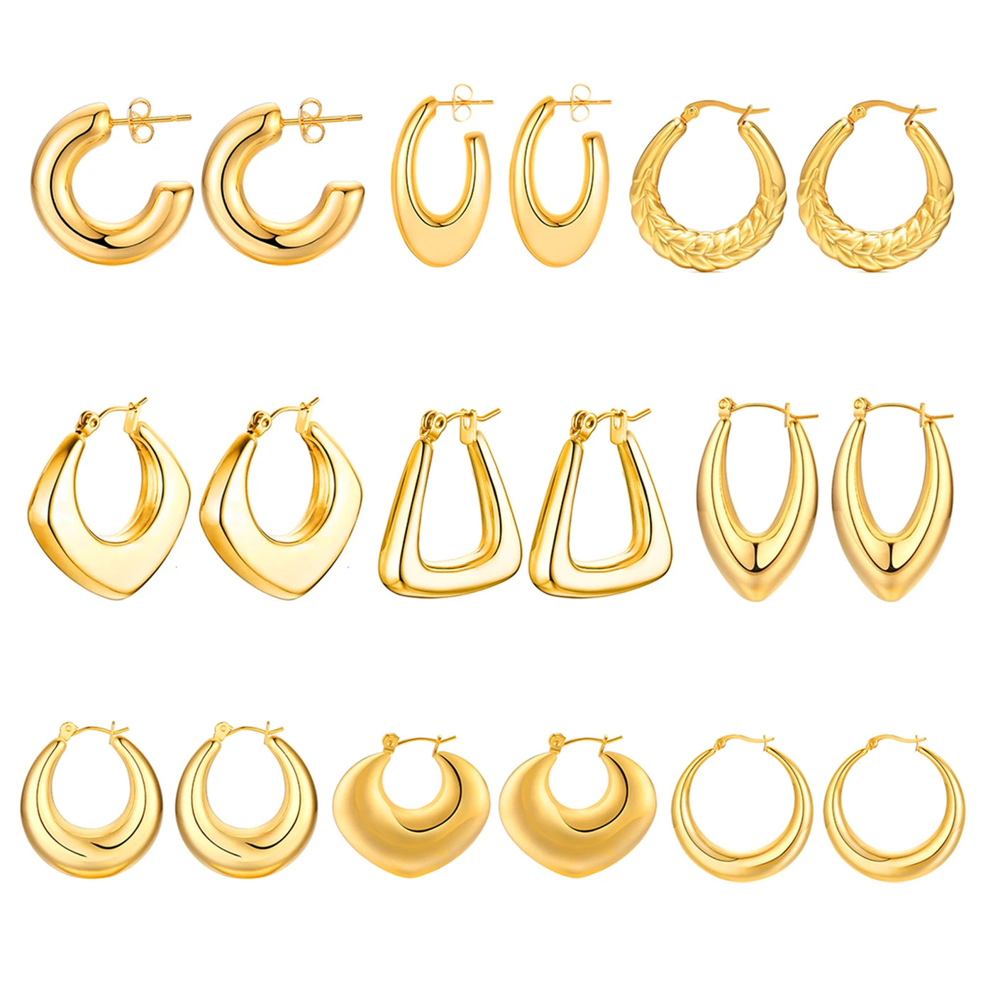 Fashion Square Geometric Hoop Earrings for Women, Chic Metal Stainless Steel Lady Earrings Bijoux Femme New Jewelry