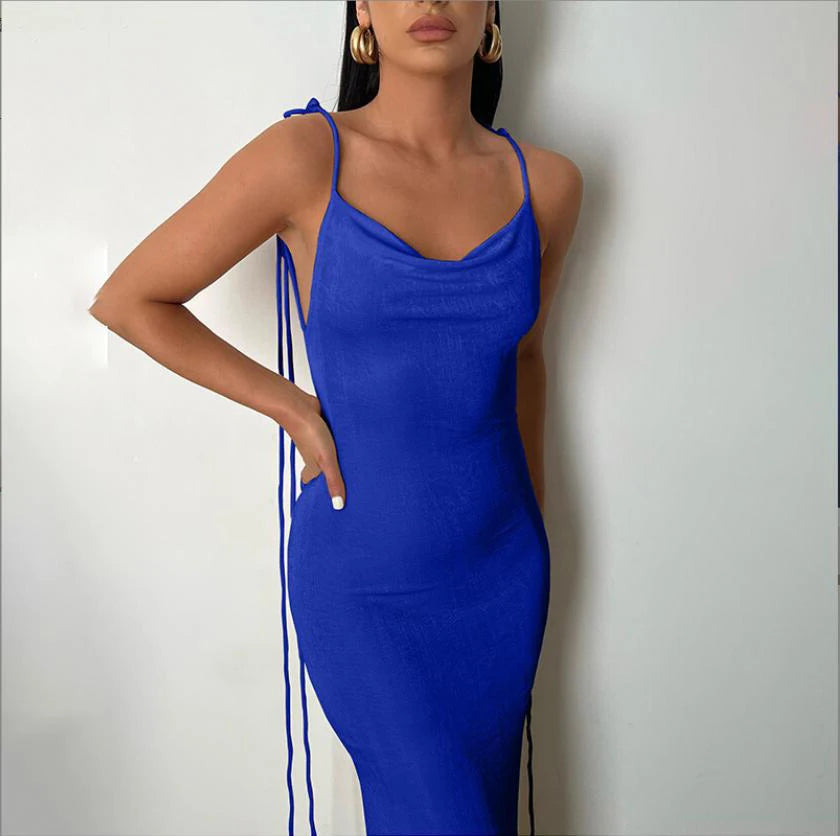 2024 New Summer Fashion Sexy Strapless Dress Strapless Hang Neck Temperament Dress