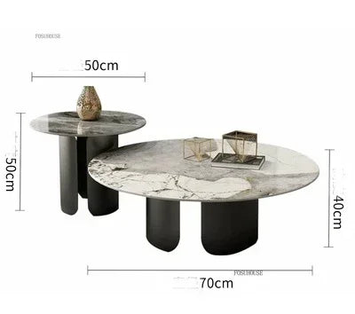 Light Luxury Italian Coffee Tables for Living Room Small Round Rock Slab Designer Table Minimalist Smooth Side Table for Office