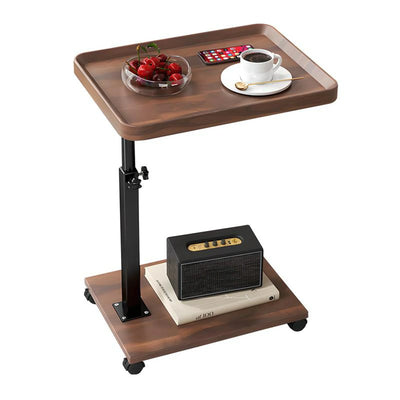 Wooden C-Shape Lifting Side Table Movable Small Table Sofa Corner Table for Sofa Living Room Bedroom Bedside Laptop Desk