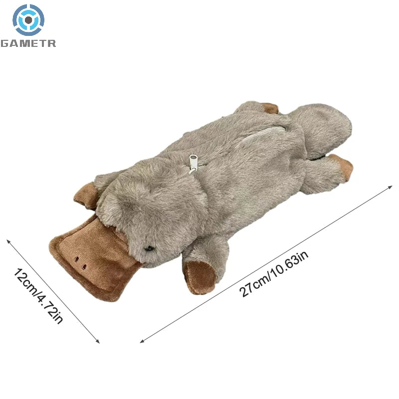 Cute Platypus Pencil Case Cosmetic Bag Plush Pen Pouch Large Capacity Storage Bag School Supplies Stationery Box