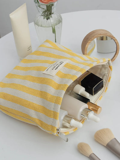 Women Waterproof Cosmetic Bag Storage Vertical Stripe Cosmetic Bag Makeup Case Travelling Pouch For Ladies Pencil Case