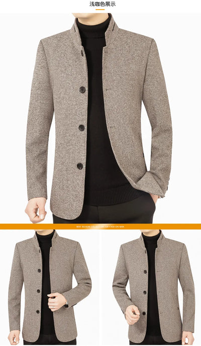 New Men Business Casual Woolen Blazers Jackets Suits Coats Woolen Blends Male Autumn Slim Fit Blazers Suits Coats Mens Clothing