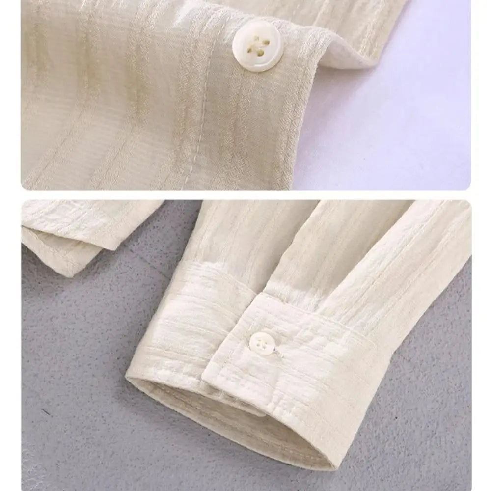 Breathable Long Sleeved Men's Shirts lapel Collar Single Breasted Solid Color Bussiness Casual Versatile Tops for Early Autumn