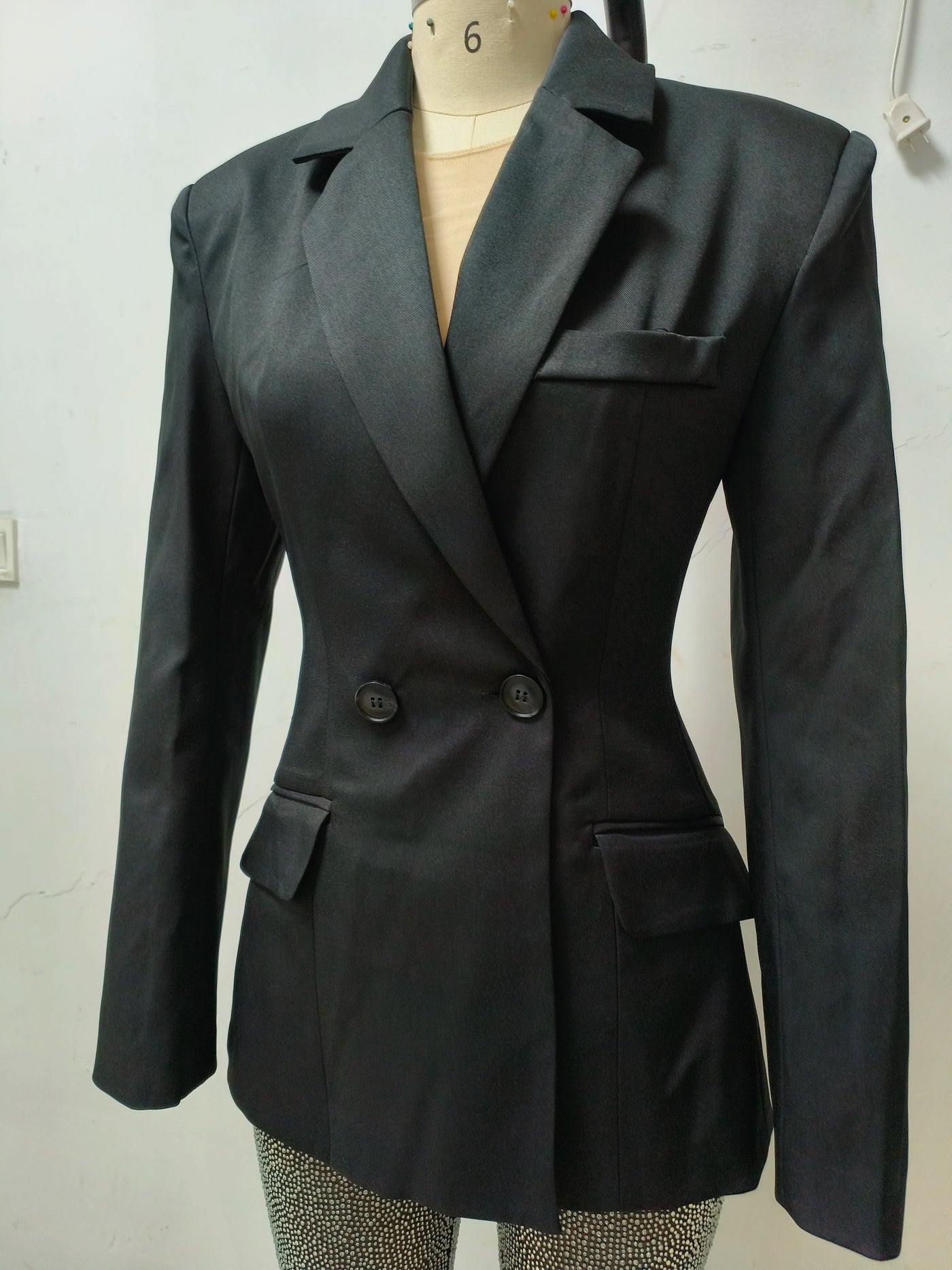 New Stylish Woman Oversize Suit Coat And Shining Diamonds Mesh Pants 2 Pieces Set Fashion Woman High Street Wear Party Outfit