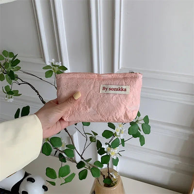 New Korean Women Floral Makeup Bags Cosmetic Bag Organizer Pouch Travel Make Up Toiletry Bag Canvas Beauty Case Pencil Case