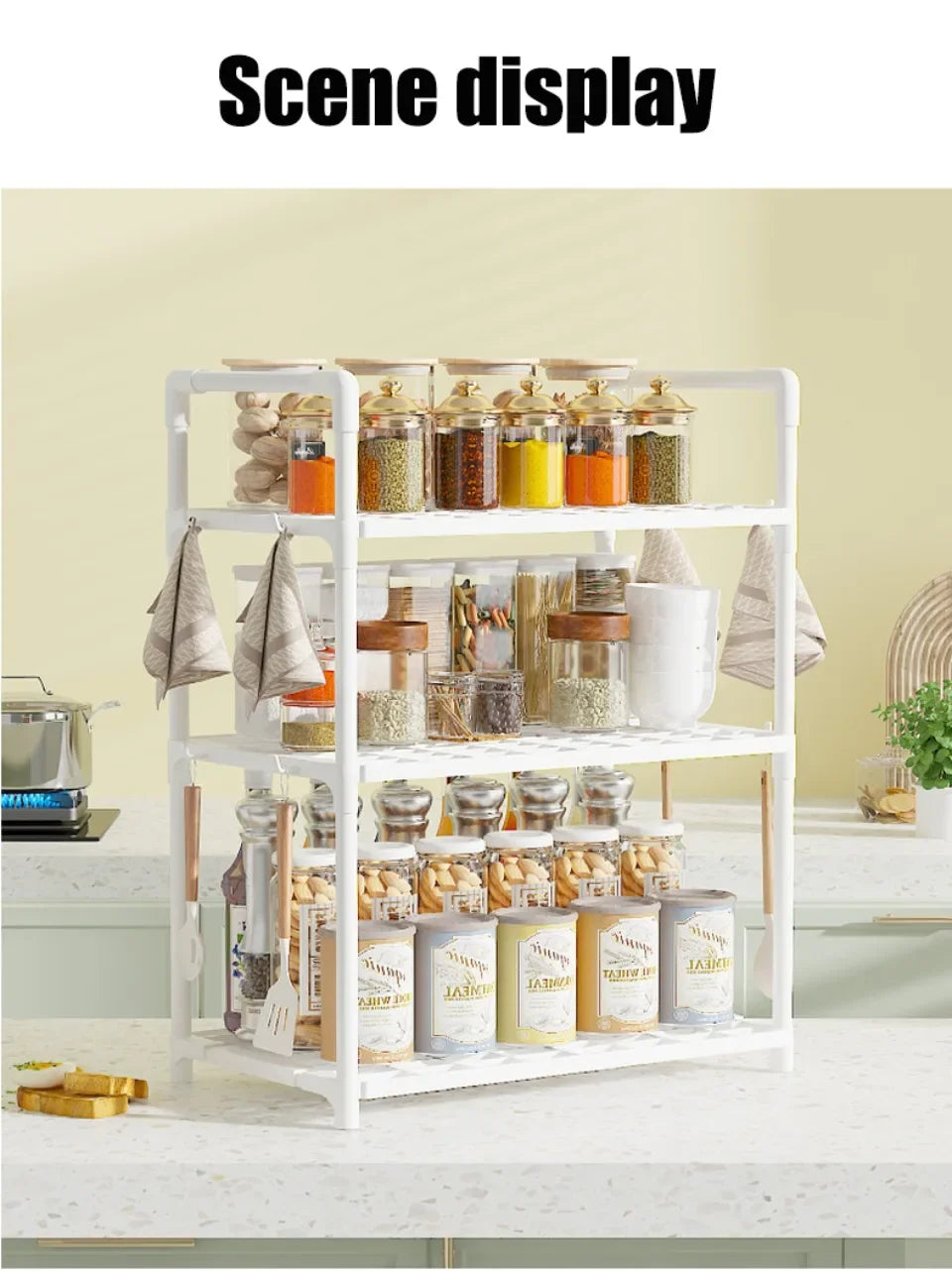 2/3Layer Kitchen Storage Shelf High-capacity Easy To Install Seasoning Rack PP Material Modern Minimalism Kitchen Furniture