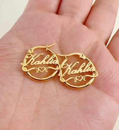 Custom Heart Name Hoop Earrings For Women Girl Jewelry Personalized Stainless Steel 70MM Nameplate Earrings Best Friends Gifts
