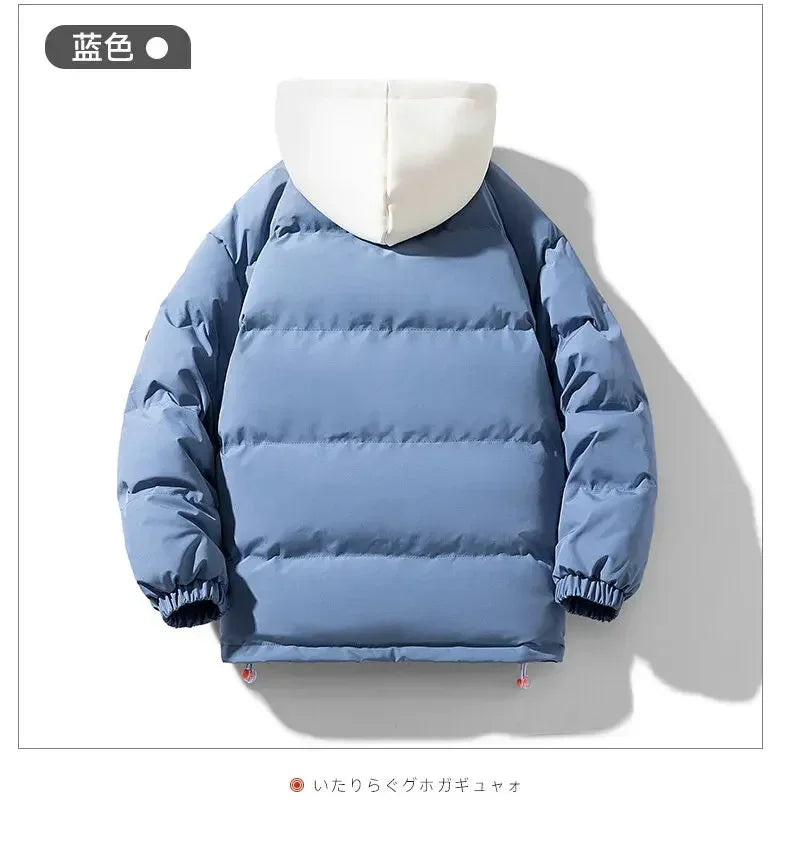 Men Hooded parka Thick Warm Colorful Bubble Coat Winter Jacket Mens Streetwear Hip Hop Parka Korean Black Clothes Puffer Jackets