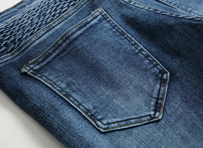 Jeans Men Long Pencil Pants Denim Pant High Waist Slim Fit Simple Zipper Splice Casual Regular Autumn Winter Straight Trousers