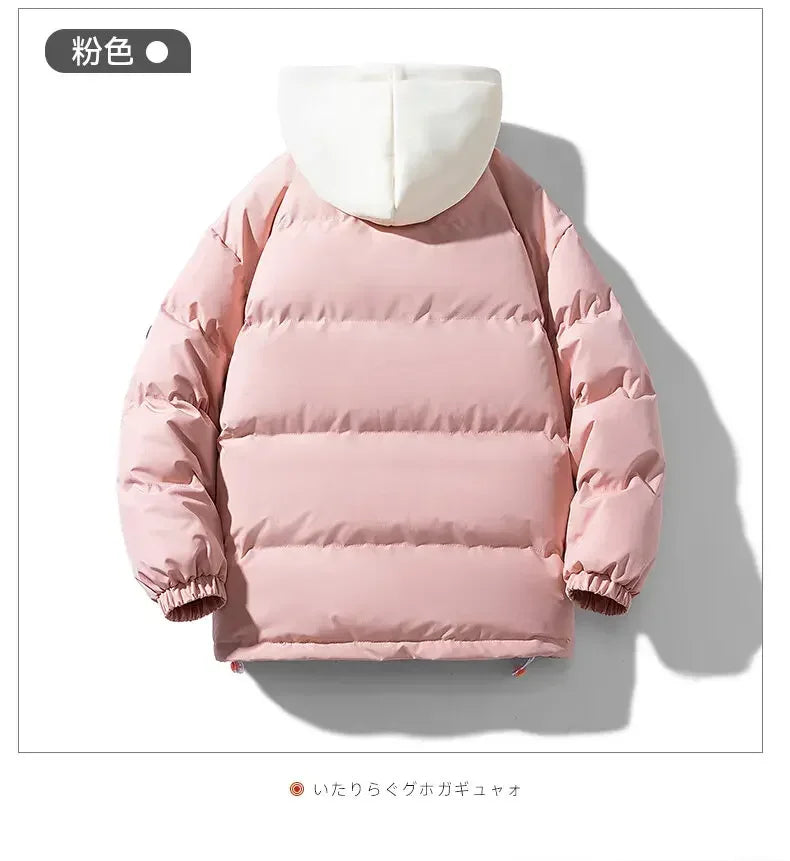 Men Hooded parka Thick Warm Colorful Bubble Coat Winter Jacket Mens Streetwear Hip Hop Parka Korean Black Clothes Puffer Jackets