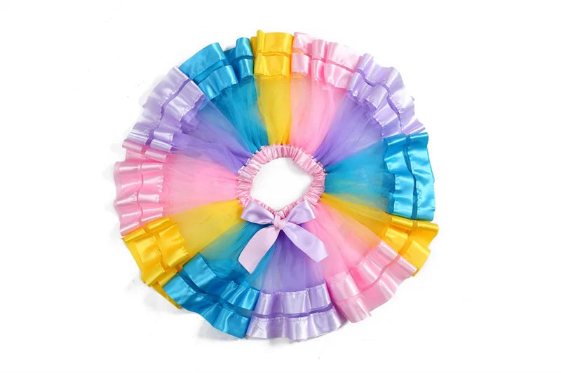 Baby Tutu Skirt Infant Girls Colorful Rainbow Tulle Skirt Princess Mini Dress Children Clothing Pettiskirt Toddler Cloth