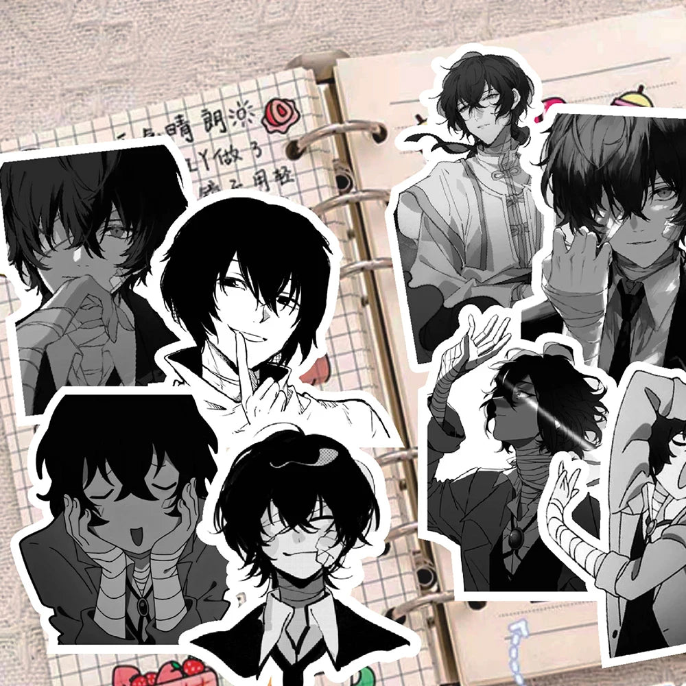 10/30/70pcs Anime Bungo Stray Dogs Stickers Cartoon Decals DIY Luggage Stationery Phone Cool Black White Graffiti Sticker Decor