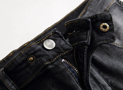 Jeans Men Long Pencil Pants Denim Pant High Waist Slim Fit Simple Zipper Splice Casual Regular Autumn Winter Straight Trousers