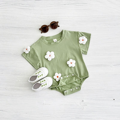 New Summer Infant Short Sleeve Romper Baby Triangle Bodysuit Clothes Baby Girl Jumpsuit Love Cloud Pattern Cartoon Boy 0-18M