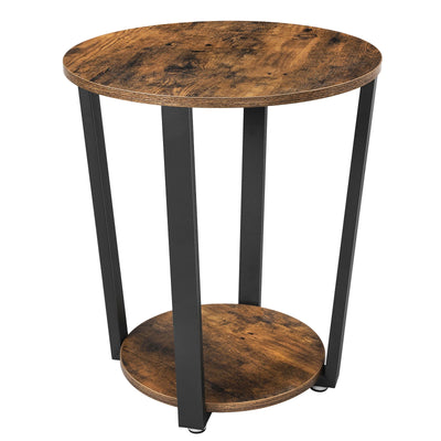 Side Table Round Table with Steel Frame Easy Assembly