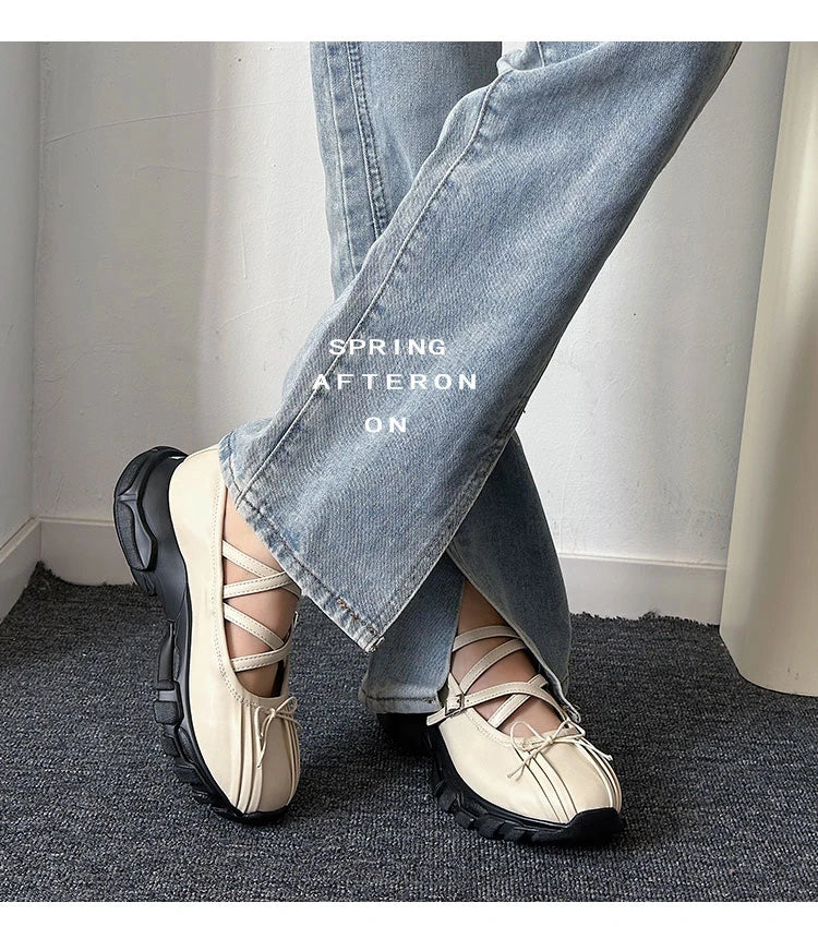 Ballerinas Woman 2025 Clogs Platform Low Heels Bow-Knot Casual Female Sneakers Summer Shoes Ladies Shallow Mouth Flats Ballet Cr