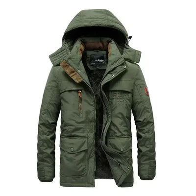winter Parka Men's Multi-pocket Thickened Fleece-lined Cold-proof Padded Jacket Outdoor Camping Removable Cap Warm Men's Coat