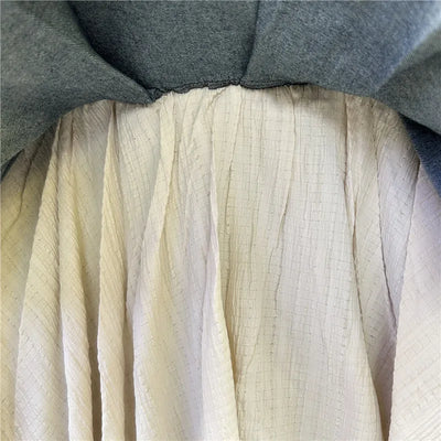 Retro Spliced Denim Pleated Skirt for Women Summer New Temperament Hot Girl Fashionable High Waist A-line Skirt