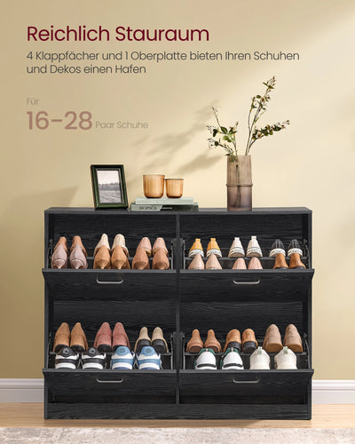 Shoe Cabinet 4 Flaps Shoe Tipper shoe rack Shoe storage Adjustable Partition Wall for 16-28 Pairs shoes Hallway