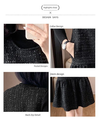 Woolen One piece Dress Women clothing Plus size Fat Mm2024 Autumn and Winter New Age-Reducing High end Western Style Fashion Woolen Vest Dress