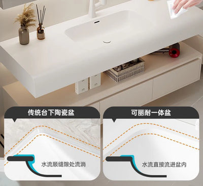Bathroom Furniture Skin Sensor Bathroom Vanity Cabinet With Sink And Mirror Integrated Arc Washing Table Combination To Wash