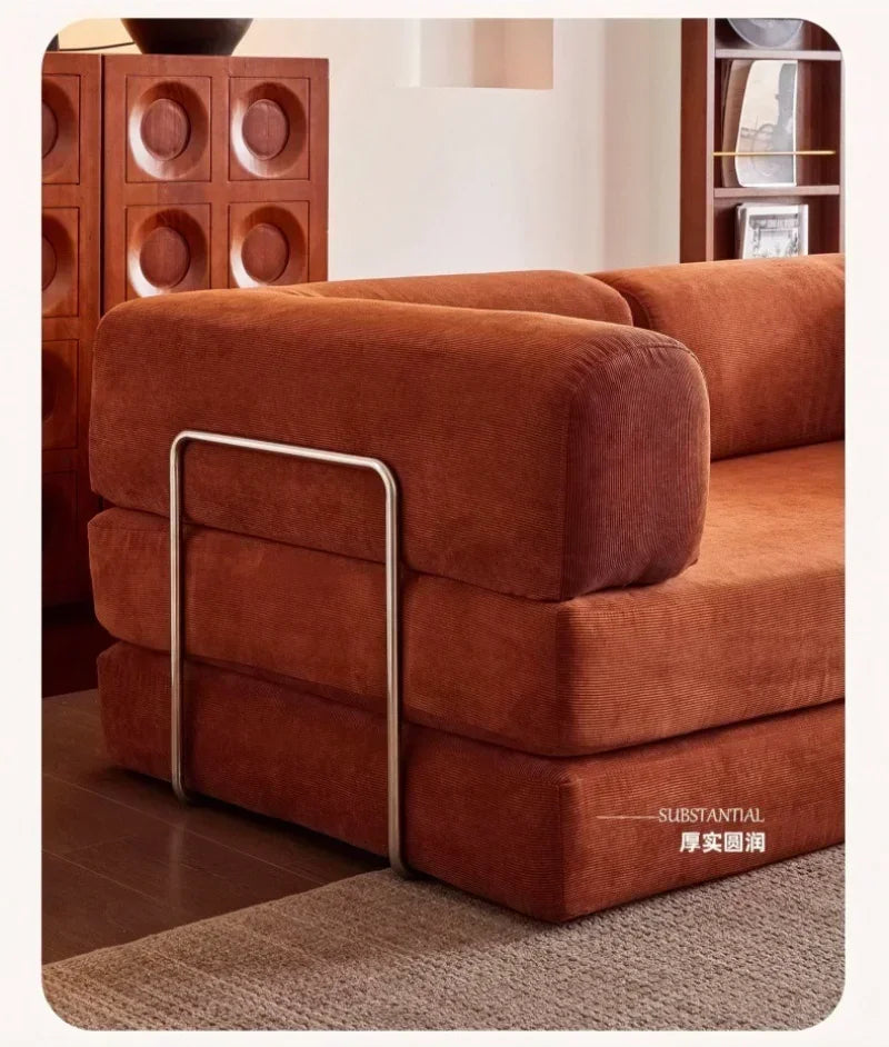 Italian Compressed Soft Sofa Convenient Minimalist Retro Corduroy Sofa Bed Foldable Washable Customizable for Living Room