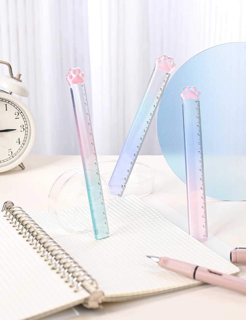 15cm Cat Claw Ruler Gradient Color Clear Scale Straight Measuring Rule Bookmark Stationery Office School A7588