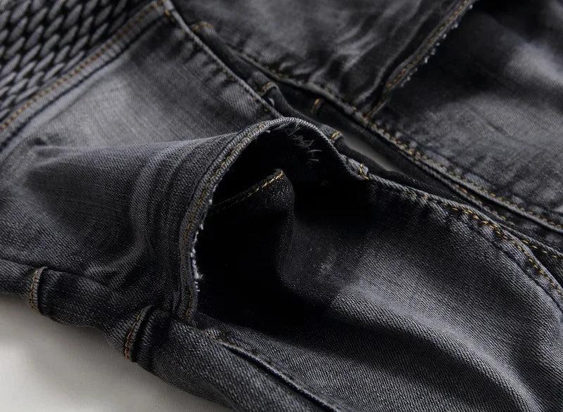 Jeans Men Long Pencil Pants Denim Pant High Waist Slim Fit Simple Zipper Splice Casual Regular Autumn Winter Straight Trousers
