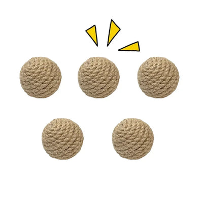 10pcs Solid Colored Sisal Ball Cat Teasing Toy Ball Self Hi  Grinding Teeth Durable Cat Teasing Stick Cat Making Sound Bell Ball