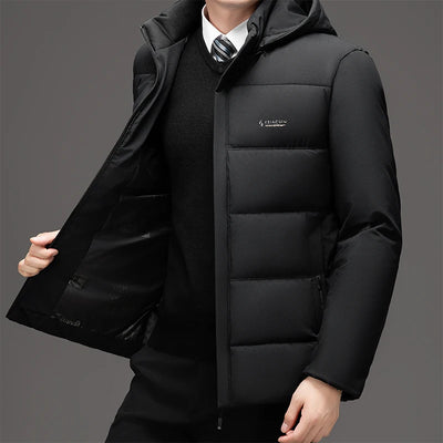 Men Business Hooded Parka Windbreaker Outwear Winter New Men's Jacket Parkas Windbreaker Solid Loose Thick Windproof Long Coat