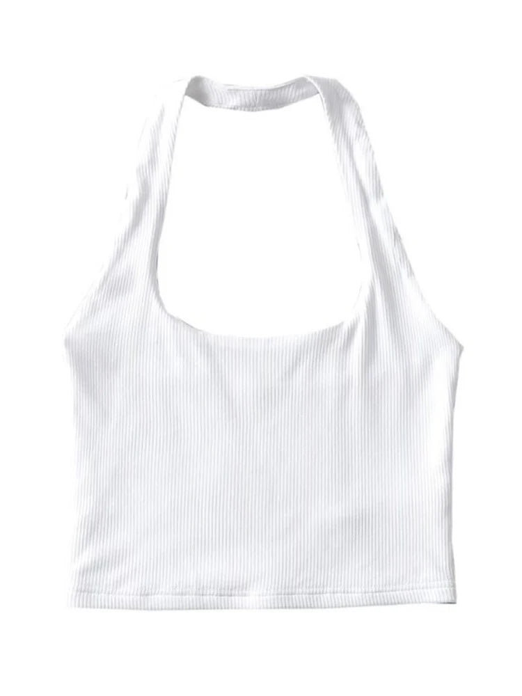 Sexy Women Crop Top 2023 Summer Double Halter Tops Sleeveless Tanks