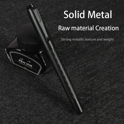 Titanium Nib Black Samurai Fountain Pen 0.5mm Nib Tree Texture Metal Fountain Pen Refillable Smooth Ink Pens Writing Supplies