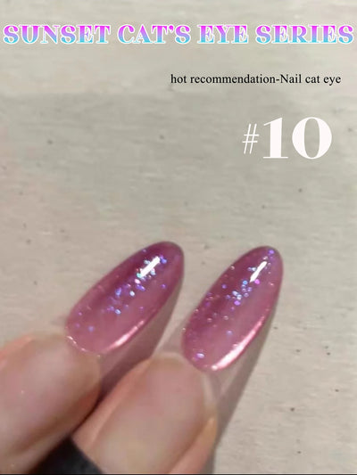 1-24pcs ZH Spring Summer Nails Red Champagne Gold Cat's Eye Gel Nail Polish Nail Art Versatile Popular Whitening Nail Supplies