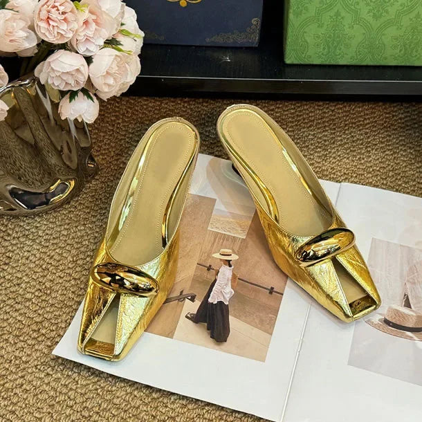2025 Silver Slope Heel Peep Top Sandals Fashion Open Toe Slippers Banquet Party Woman Shoes 35-42 Urban Beauty