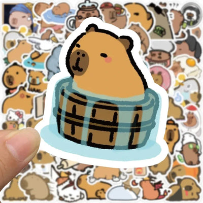 10/30/50pcs Cute Cartoon Animal Capybara Stickers Decals for Laptop Fridge Notebook Diary Funny Decoration Sticker Kids Toys