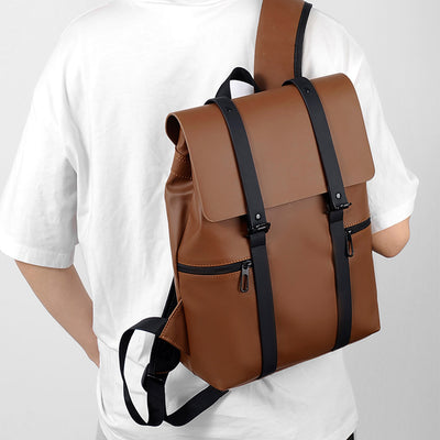 Men Backpack Rucksack Daypack Satchel Student Bag PU Leather Laptop Computer Travel Business Male School Book Bags Knapsack