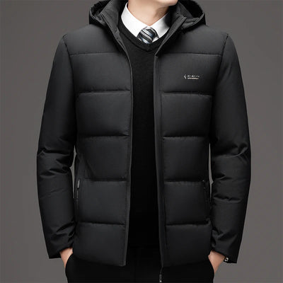 Men Business Hooded Parka Windbreaker Outwear Winter New Men's Jacket Parkas Windbreaker Solid Loose Thick Windproof Long Coat