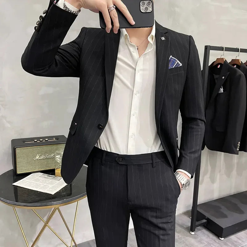 High-Quality Two-Piece Groom Wedding Suit Business Casual Banquet Costume for Men Luxury Ensemble with Trousers