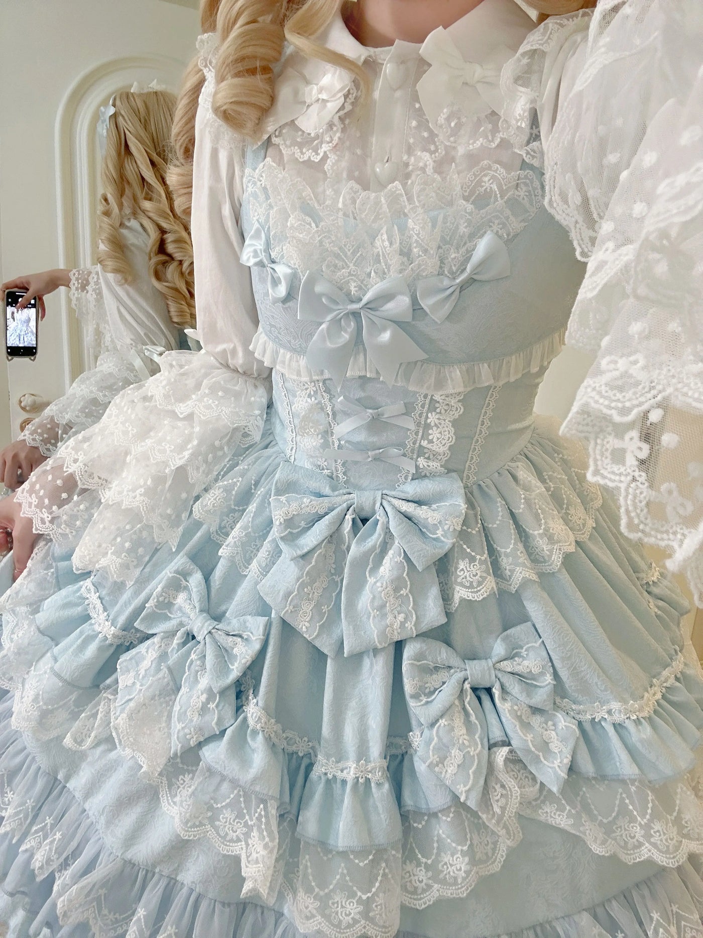 Original Lolita Dress Set Doll Feeling Girl Women's Sweet Jsk Suspender Dress Princess Fairy Lace Bow Sling Cake Dresses