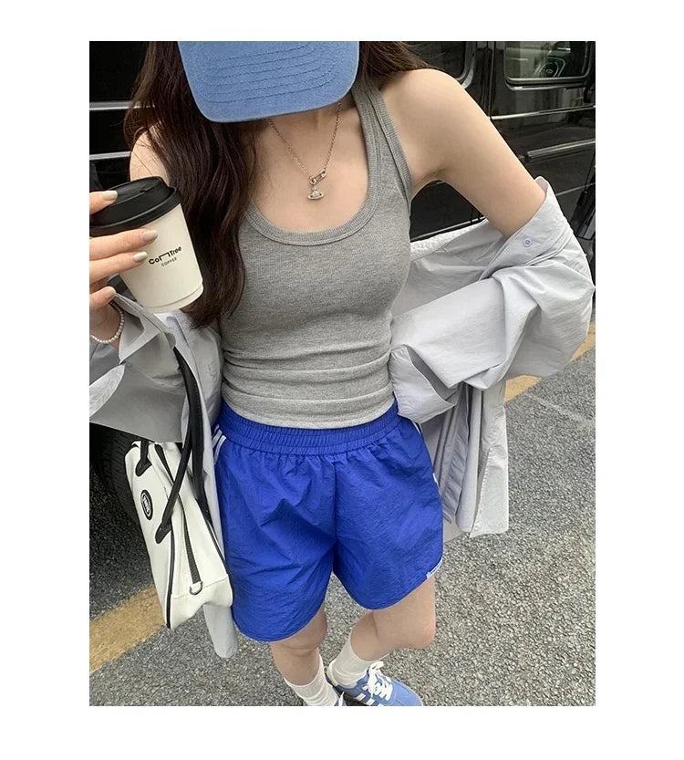 Summer Korean Style Woman Clothing Sleeveless T Shirt For Women Y2K Tshirts O Neck Casual Slim Tops Basic Solid Tees  Mujer 2025