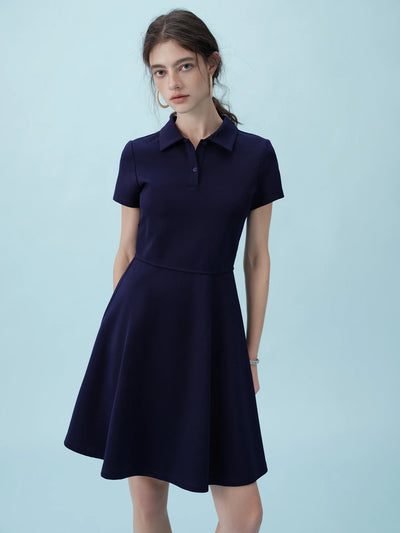 ZIQIAO 2025 Summer Women's Polo Mini Dress - Waist-Defining Silhouette & Breathable Textured Fabric Casual Dresses 25ZQ92190