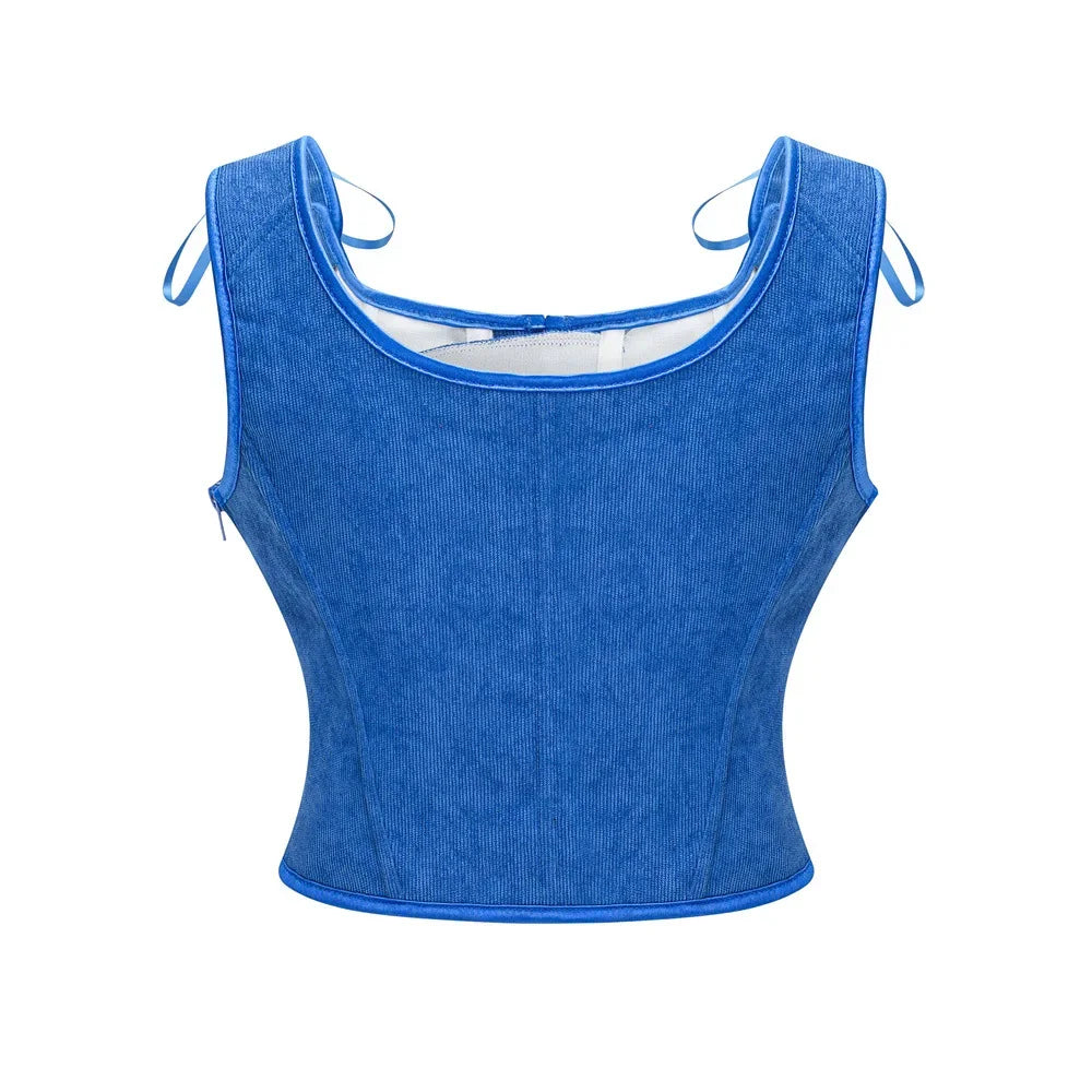 Women's Retro Lace Up Corsets with Straps Steampunk Bustier Crop Top Women Body Shaper Slimming Vest