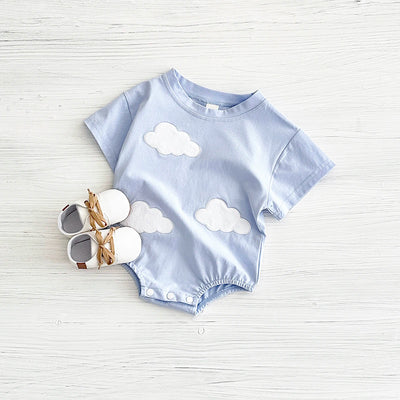 New Summer Infant Short Sleeve Romper Baby Triangle Bodysuit Clothes Baby Girl Jumpsuit Love Cloud Pattern Cartoon Boy 0-18M