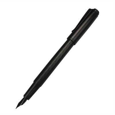 Titanium Nib Black Samurai Fountain Pen 0.5mm Nib Tree Texture Metal Fountain Pen Refillable Smooth Ink Pens Writing Supplies