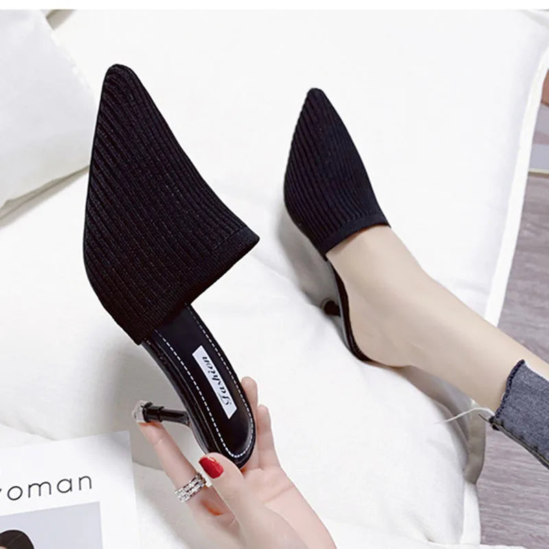 Comemore 2025 New Women's Summer Mules Fashion Female Flipflop Yellow Office Slippers Flat Sandals Women Spring Slides Shoes 43