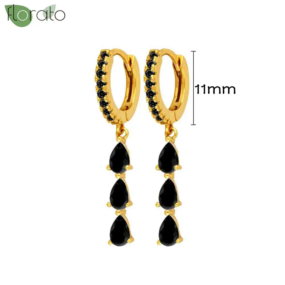 925 Sterling Silver Needle Fashion Round Pendant Small Earrings Luxury Gold Hoop Earrings for Women Premium Black Jewelry Gifts